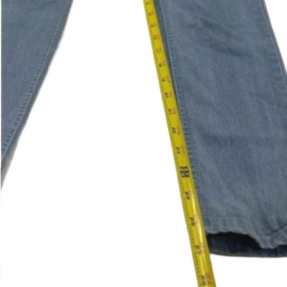 Prada 2 Pocket High Waisted Skinny Light Blue Jeans, Large Leather Logo Size 29 - Picture 8 of 10